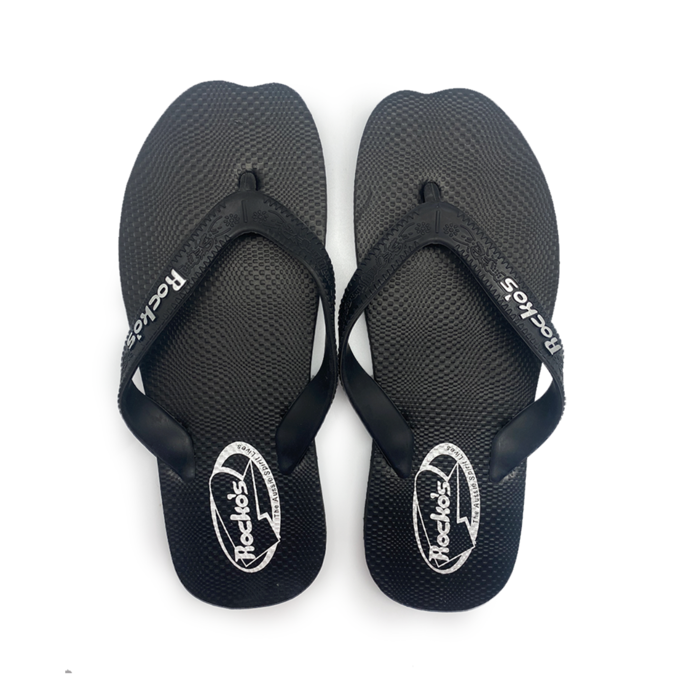 Rockos Double Pluggers Thongs Black