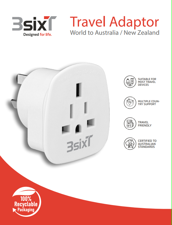 3SIXT Travel Adaptor World to Australia/New Zealand