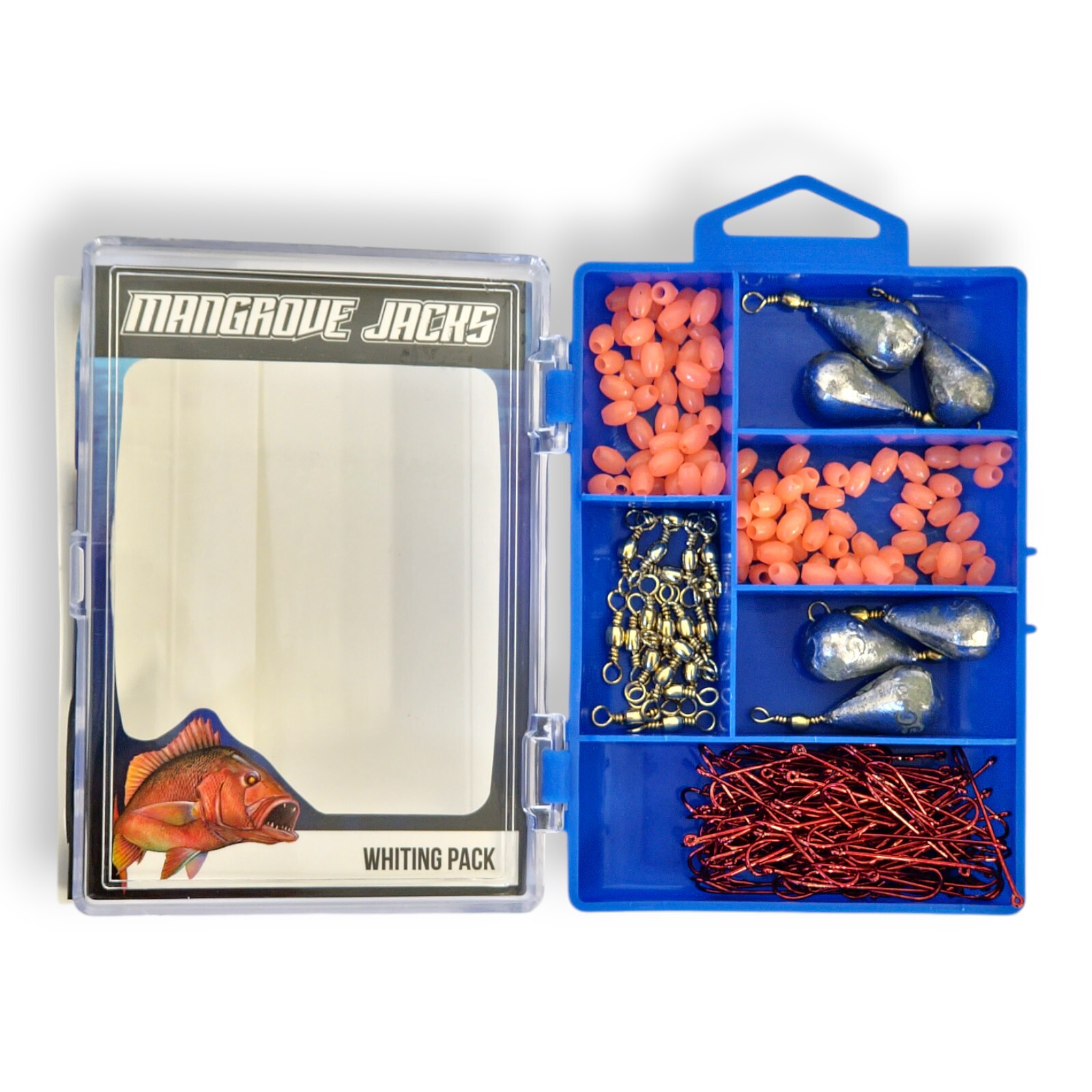 Whiting Fishing Pack – Hooks, Swivels, Sinkers, and Lumo Beads in Tackle Box | Mangrove Jacks