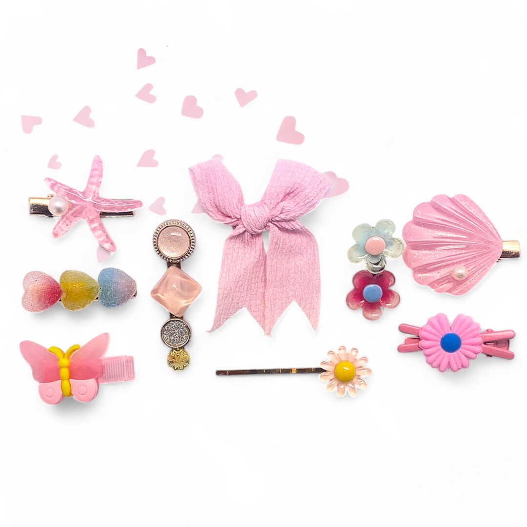 Kids Hair Clips Pink Shell (9 pcs)