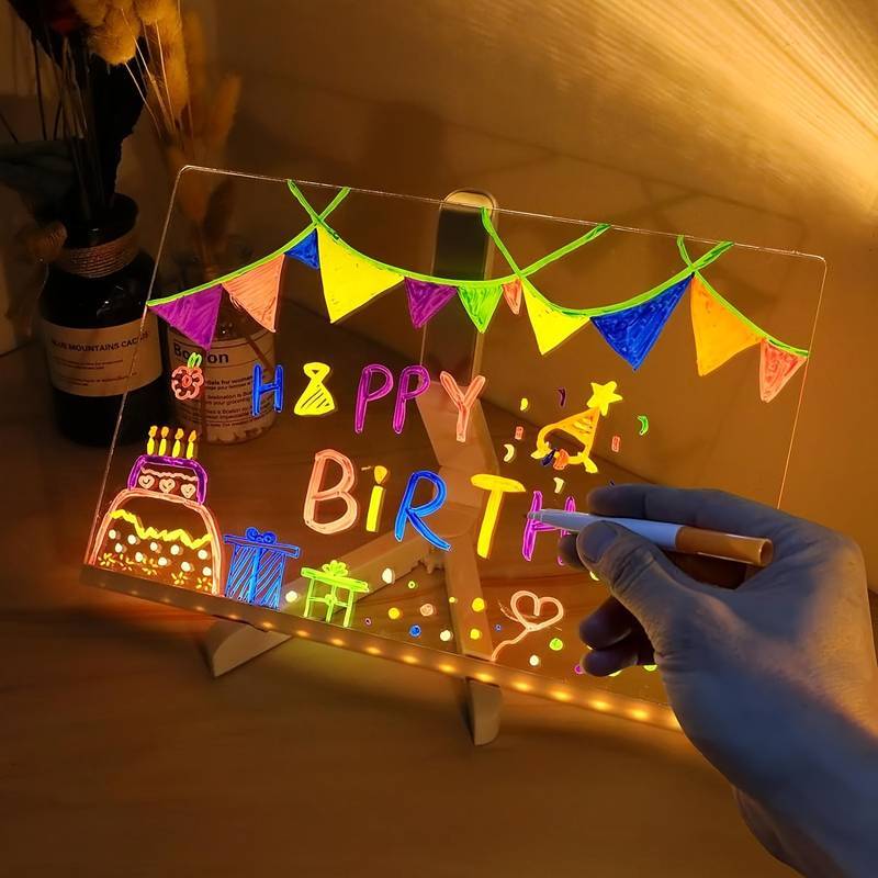 LED Acrylic Dry Erase Board Kit - Light-Up Drawing &amp; Message Board