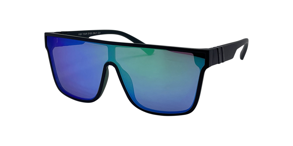 Rocko&#39;s For Your Eyes Only | C21 | UV Protection | Sunglasses | Black Frame | Green Revo