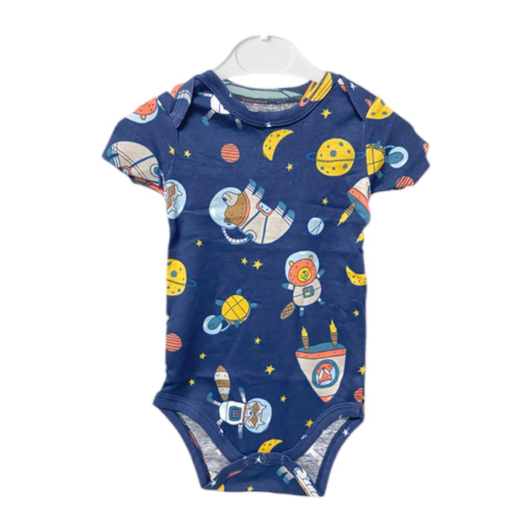 Baby Romper | Dark Blue Space Dogs | Easy Comfort &amp; Adorable Style